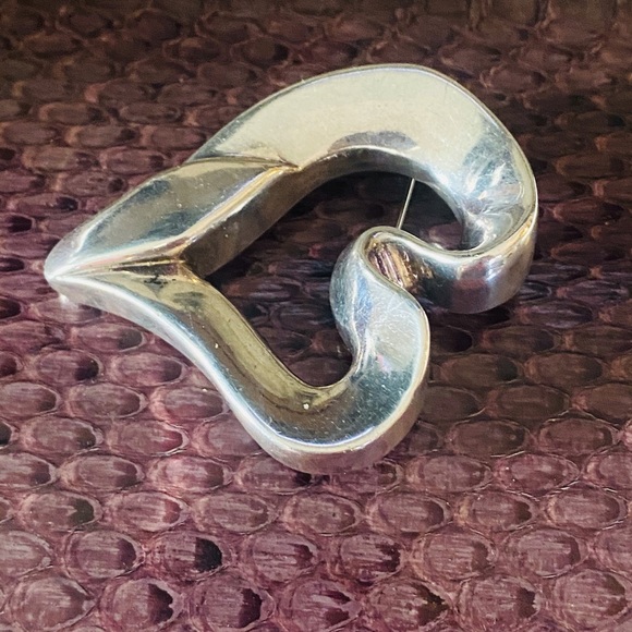 Sterling Silver 925 SSL Big Heart Brooch - Picture 4 of 9